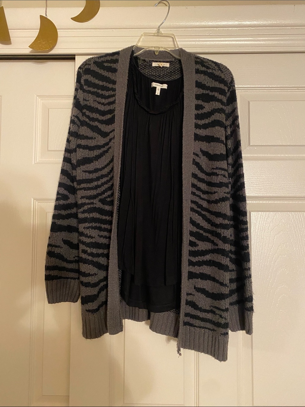 Gray and Black Zebra Open-Front Women's Sweater Cardigan - Maurice’s